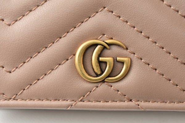 m221216 44 g 4 Gucci Mini Wallet GG Marmont Pink Beige