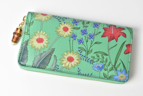 m221216 50 g 3 Gucci Wallet Nymfair Flora Bamboo Green Multicolor