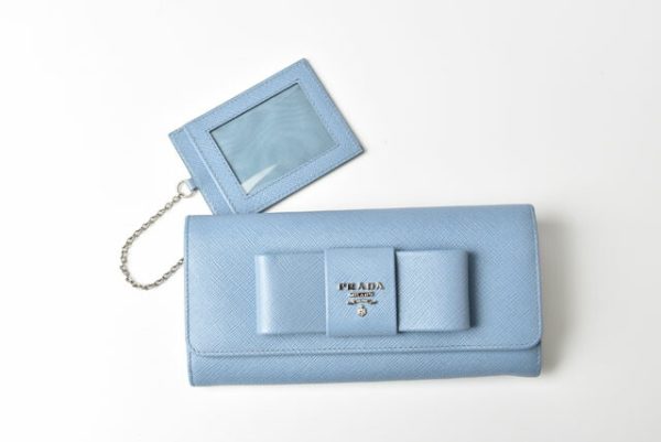 m221216 64 p 2 Prada Long Wallet Pass Case Saffiano Blue