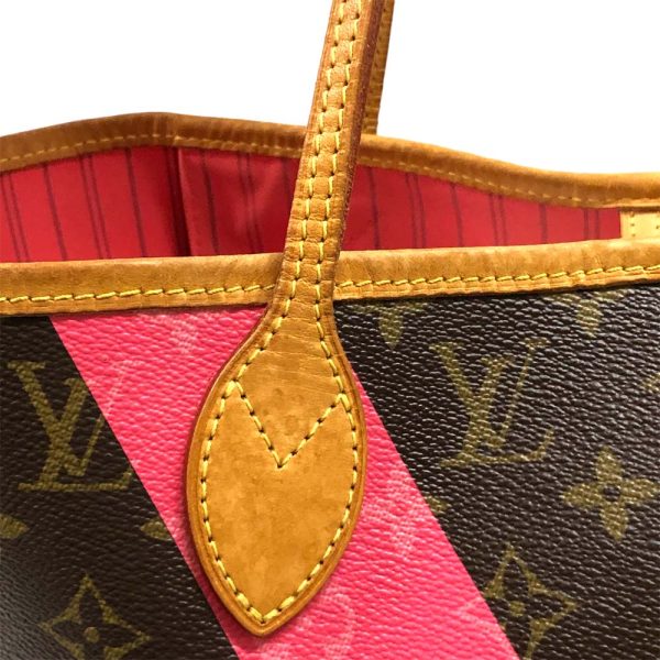 m23 1848 11 Louis Vuitton V Neverfull MM Tote Bag Monogram Brown Pink