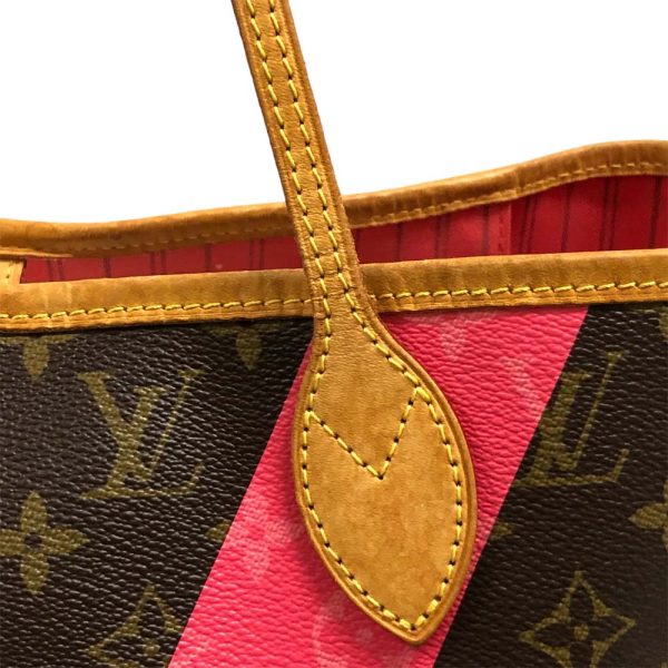 m23 1848 12 Louis Vuitton V Neverfull MM Tote Bag Monogram Brown Pink