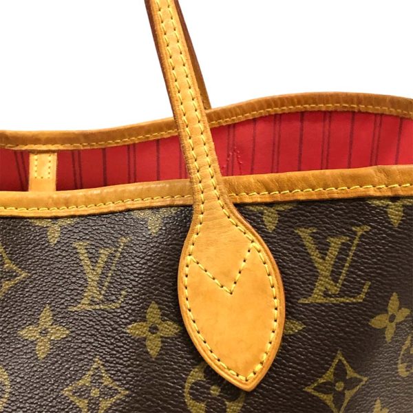 m23 1848 14 Louis Vuitton V Neverfull MM Tote Bag Monogram Brown Pink