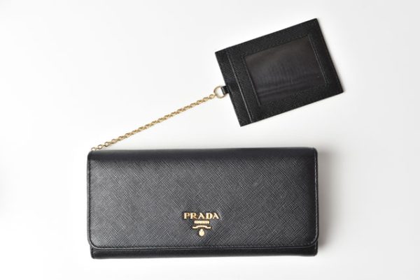 m2301 12 p 5 Prada Long Wallet Pass Case Saffiano Nero