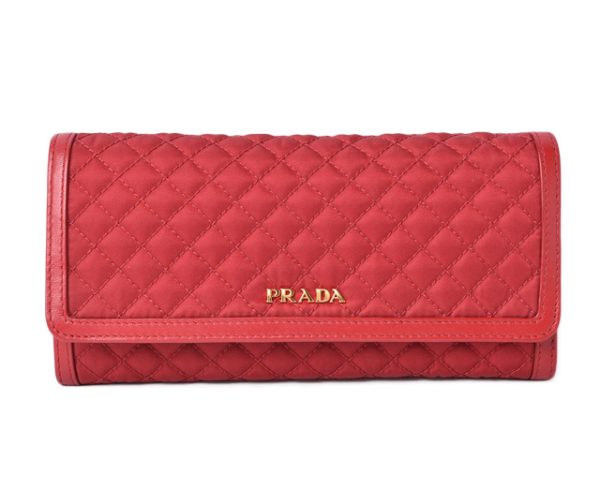 m2302 50 p 1 Prada Long Wallet Quilting Fiocco Red