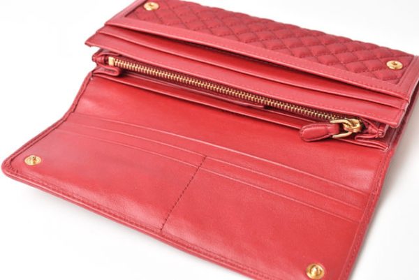 m2302 50 p 11 Prada Long Wallet Pass Case Nylon Quilting Fiocco Red