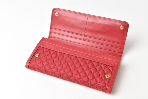 m2302 50 p 12 Prada Long Wallet Pass Case Nylon Quilting Fiocco Red