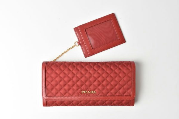 m2302 50 p 4 Prada Long Wallet Pass Case Nylon Quilting Fiocco Red