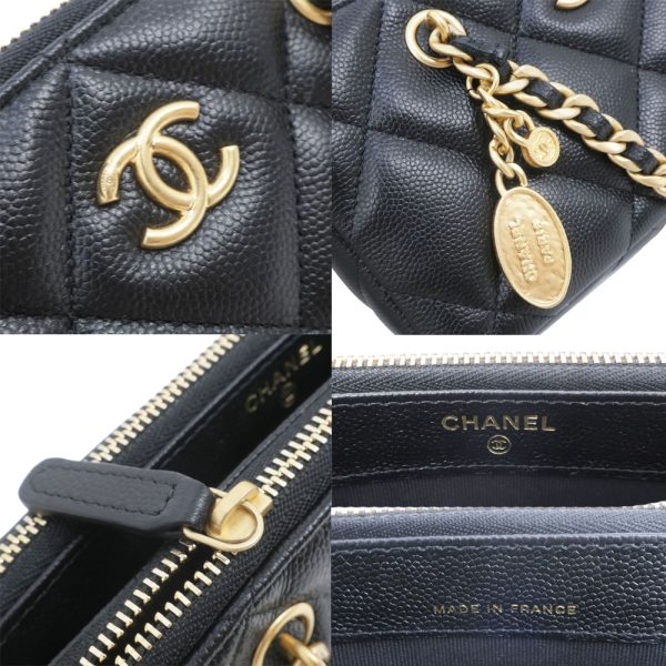 m2312 05 806294mr 06 Chanel Chain Wallet Shoulder Bag Matelasse Caviar Skin Phone Case Black GD AP3495