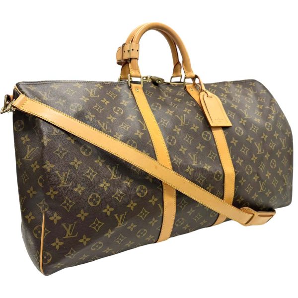 m24 1138 1 Louis Vuitton Keepall Bandouliere 55 Bag Monogram Brown