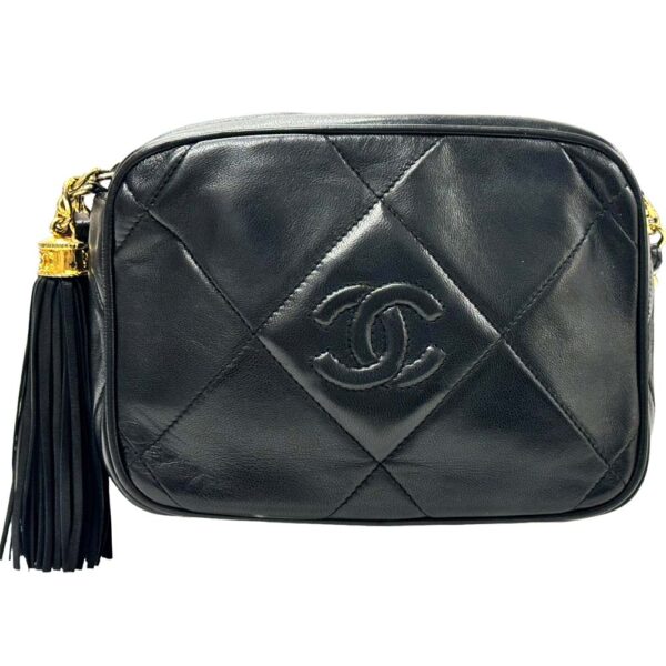 m24 1534 2 Chanel Matelasse Chain Shoulder Bag Lambskin Black