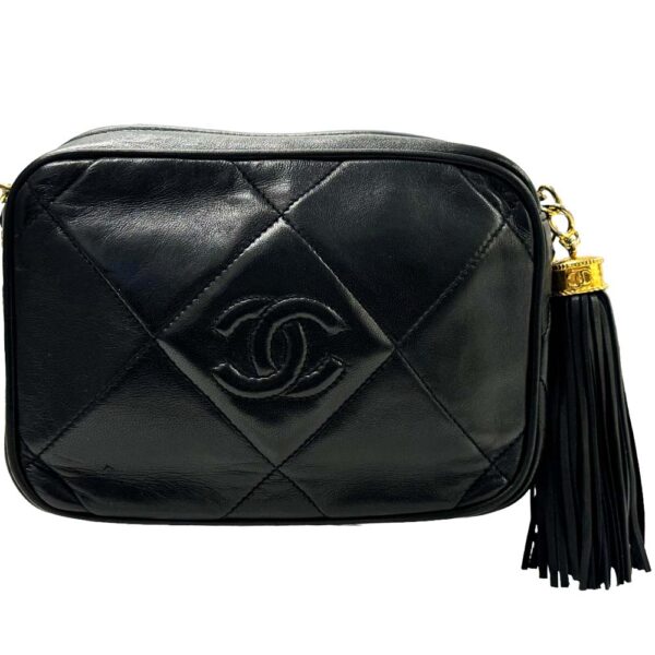 m24 1534 4 Chanel Matelasse Chain Shoulder Bag Lambskin Black