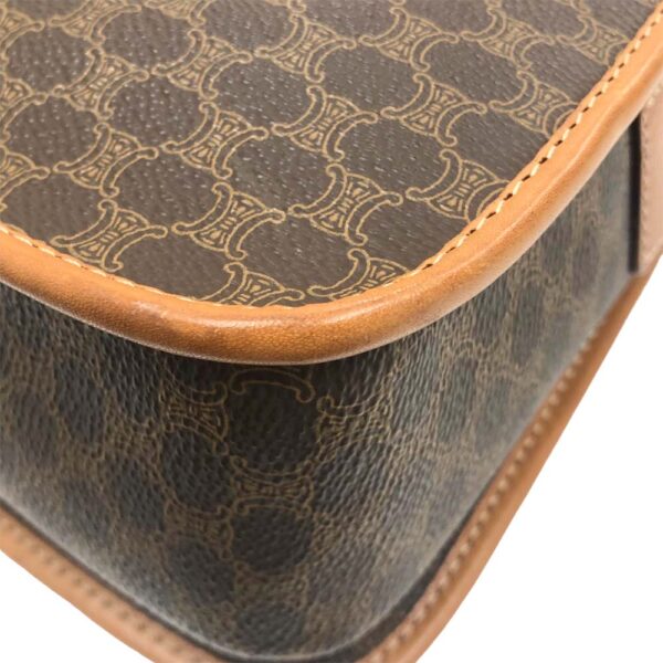 m24 2213 13 Celine Circle Shoulder Bag Macadam Pattern Brown