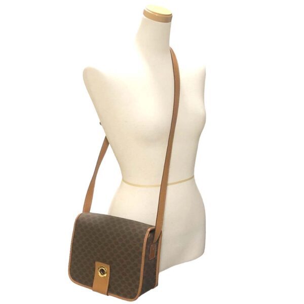 m24 2213 3 Celine Circle Shoulder Bag Macadam Pattern Brown