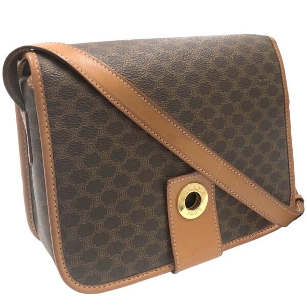 m24 2213 4 Celine Circle Shoulder Bag Macadam Pattern Brown