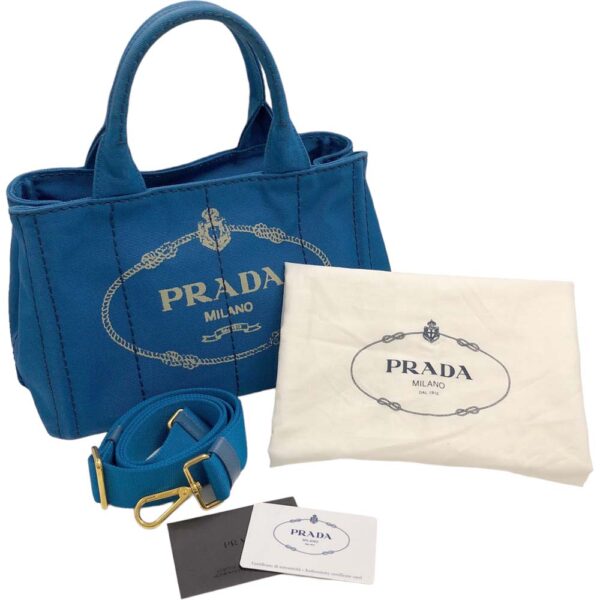 m24 781 18 Prada Canapa Mini Denim Handbag Blue