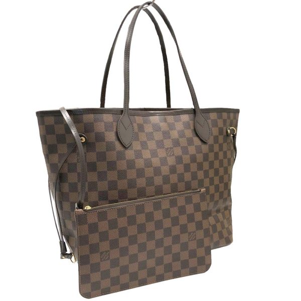 m24 908 12 Louis Vuitton Neverfull MM Tote Bag Damier Ebene Brown Red