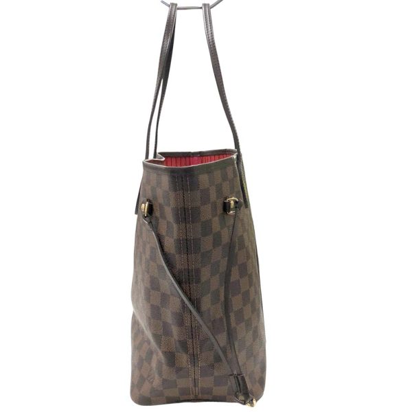 m24 908 15 Louis Vuitton Neverfull MM Tote Bag Damier Ebene Brown Red