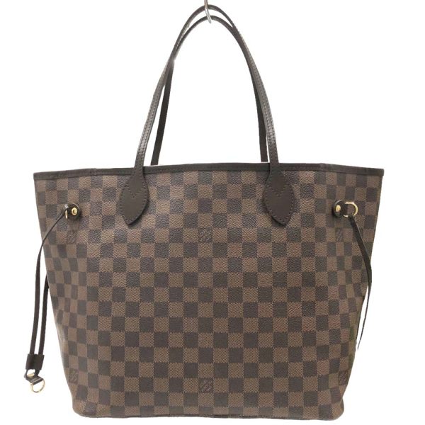 m24 908 16 Louis Vuitton Neverfull MM Tote Bag Damier Ebene Brown Red