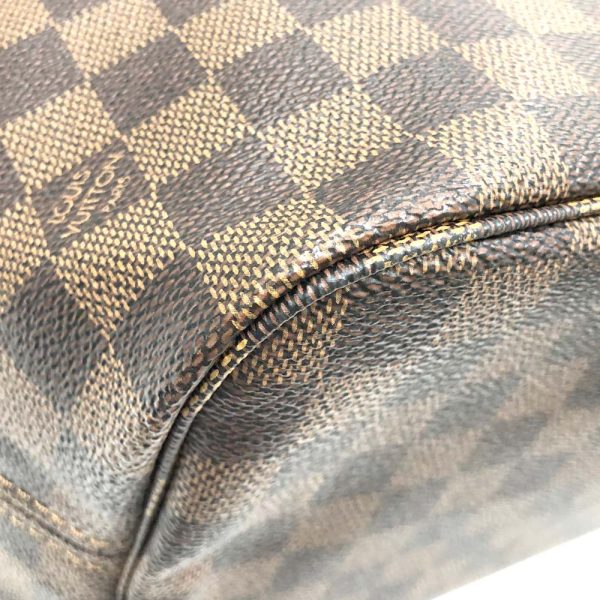 m24 908 20 Louis Vuitton Neverfull MM Tote Bag Damier Ebene Brown Red