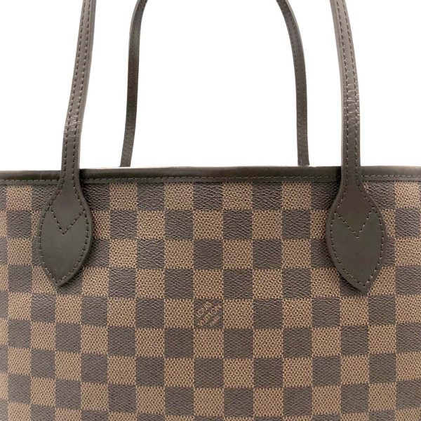 m24 908 22 Louis Vuitton Neverfull MM Tote Bag Damier Ebene Brown Red