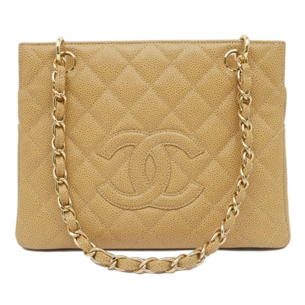 m2401 05 806421ih Chanel PST Chain Tote Caviar Skin Beige Handbag Shoulder Bag