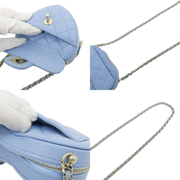 m2401 06 800033ih 05 Chanel Matelasse Heart Chain Shoulder Bag Pochette Blue Lambskin