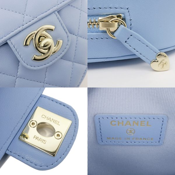 m2401 06 800033ih 06 Chanel Matelasse Heart Chain Shoulder Bag Pochette Blue Lambskin