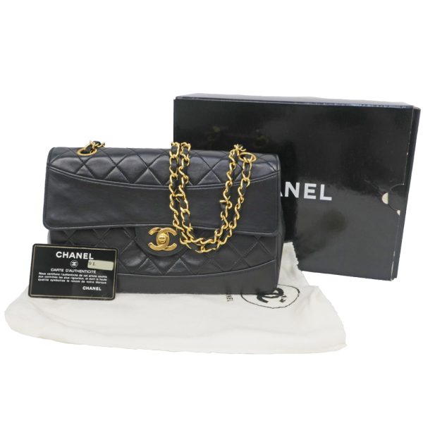 m2401 06 800142mr 09 Chanel Matelasse Diana W Chain Shoulder Bag Removable Pouch Lambskin Black