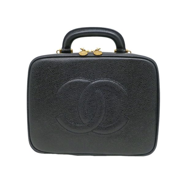 m2403 06 800621mr Chanel 2WAY Vanity Handbag Black Grained Calfskin