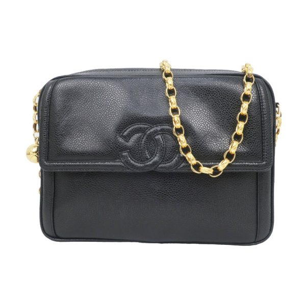 m2406 06 05hi0088mr Chanel chain shoulder bag caviar skin ball charm black