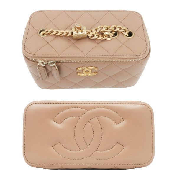 m2406 06 802433mr 03 Chanel Small Vanity Handbag Pink Beige Lambskin Pouch