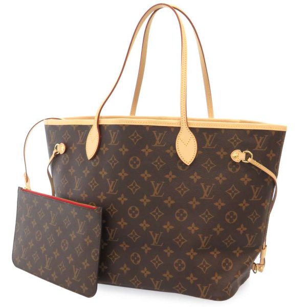 m41177 01 Louis Vuitton Neverfull MM Tote Bag Monogram with Pouch Brown