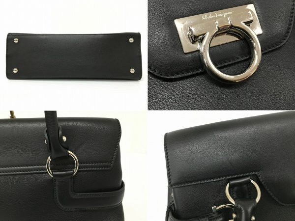 m4443 Salvatore Ferragamo Gancini Shoulder Bag Black