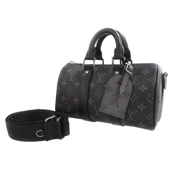 m46271 01 Louis Vuitton Keepall Bandouliere 25 Handbag Monogram Eclipse Black