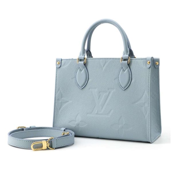 m46840 01 Louis Vuitton On the Go PM Handbag Monogram Empreinte Blue