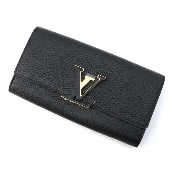 m61248 01 Louis Vuitton Portefeuille Capucines Long Wallet Taurillon Black