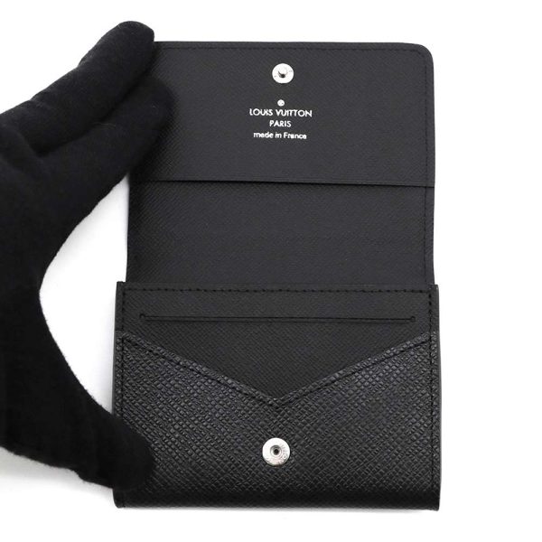 m64595 04 Louis Vuitton Card Case Taiga Carte de Visit NM Card Holder Black