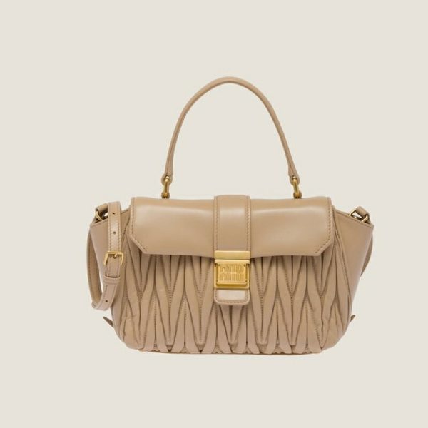 miu 0582 1 MIU MIU Spring Summer Matelasse Handbag Sand Beige