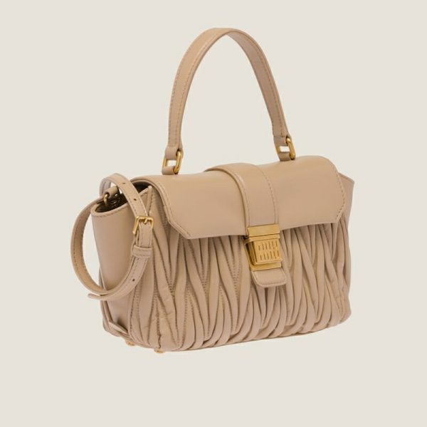 miu 0582 2 MIU MIU Spring Summer Matelasse Handbag Sand Beige