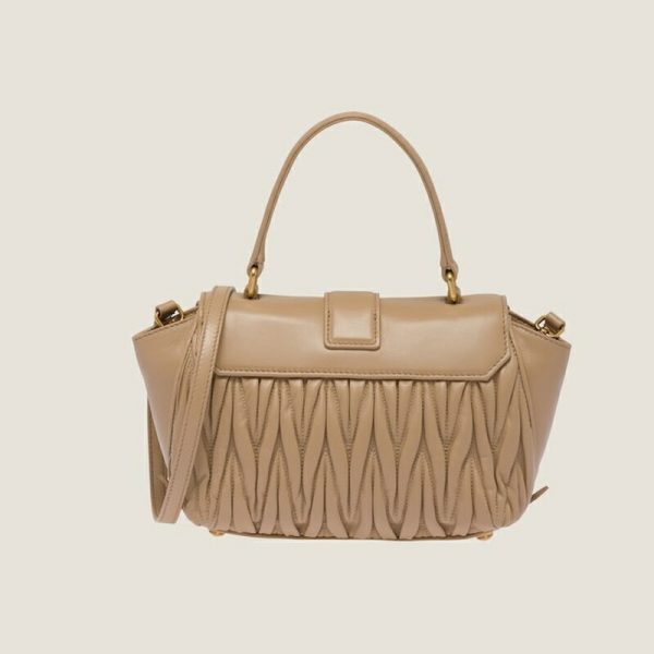 miu 0582 3 MIU MIU Spring Summer Matelasse Handbag Sand Beige