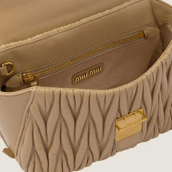 miu 0582 4 MIU MIU Spring Summer Matelasse Handbag Sand Beige