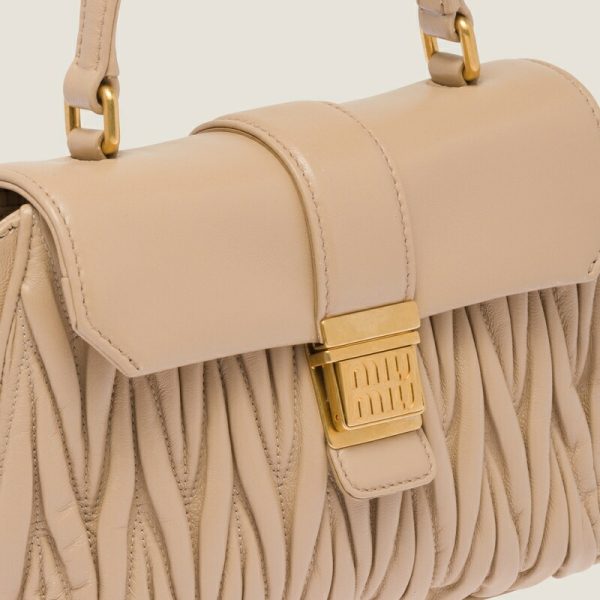 miu 0582 5 MIU MIU Spring Summer Matelasse Handbag Sand Beige