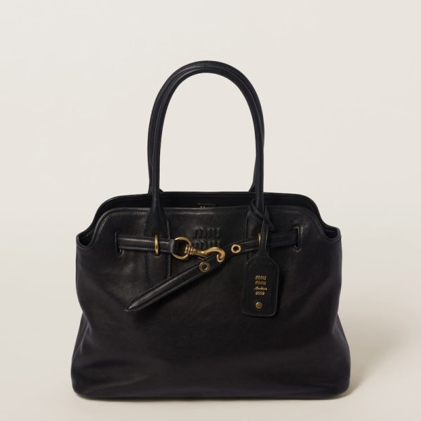 miu 0622 1 MIU MIU Spring Summer Adventure Nappa Bag Black