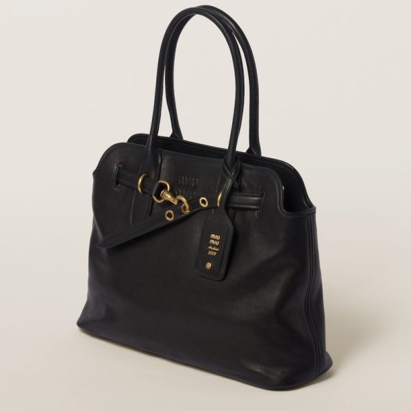 miu 0622 2 MIU MIU Spring Summer Adventure Nappa Bag Black