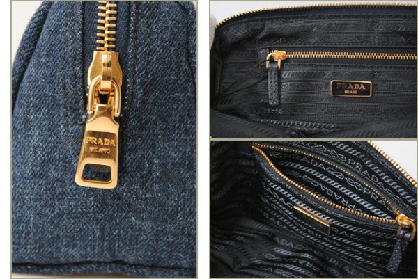 miu 16 031 3 Prada Pouch Denim Bag Blue