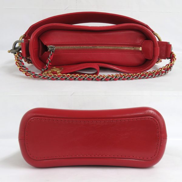 n2307 05 302391mi 02 Chanel Gabriel de Small Hobo A91810 Chain Shoulder Bag Coco Mark 2WAY Red Calfskin Leather