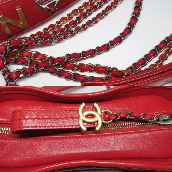 n2307 05 302391mi 06 Chanel Gabriel de Small Hobo A91810 Chain Shoulder Bag Coco Mark 2WAY Red Calfskin Leather