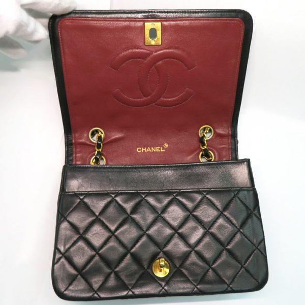 n2311 05 303965mi 04 Chanel Matelasse Full Flap Double Chain Shoulder Bag Lambskin Black