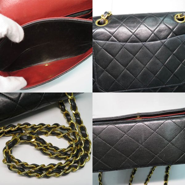 n2311 05 303965mi 06 Chanel Matelasse Full Flap Double Chain Shoulder Bag Lambskin Black