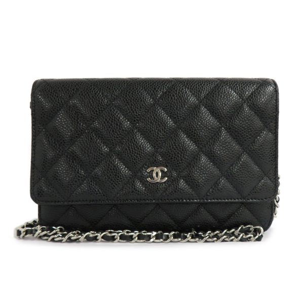 n2312 05 304178mi Chanel Matelasse Chain Wallet Chain Shoulder Bag Black Caviar Skin